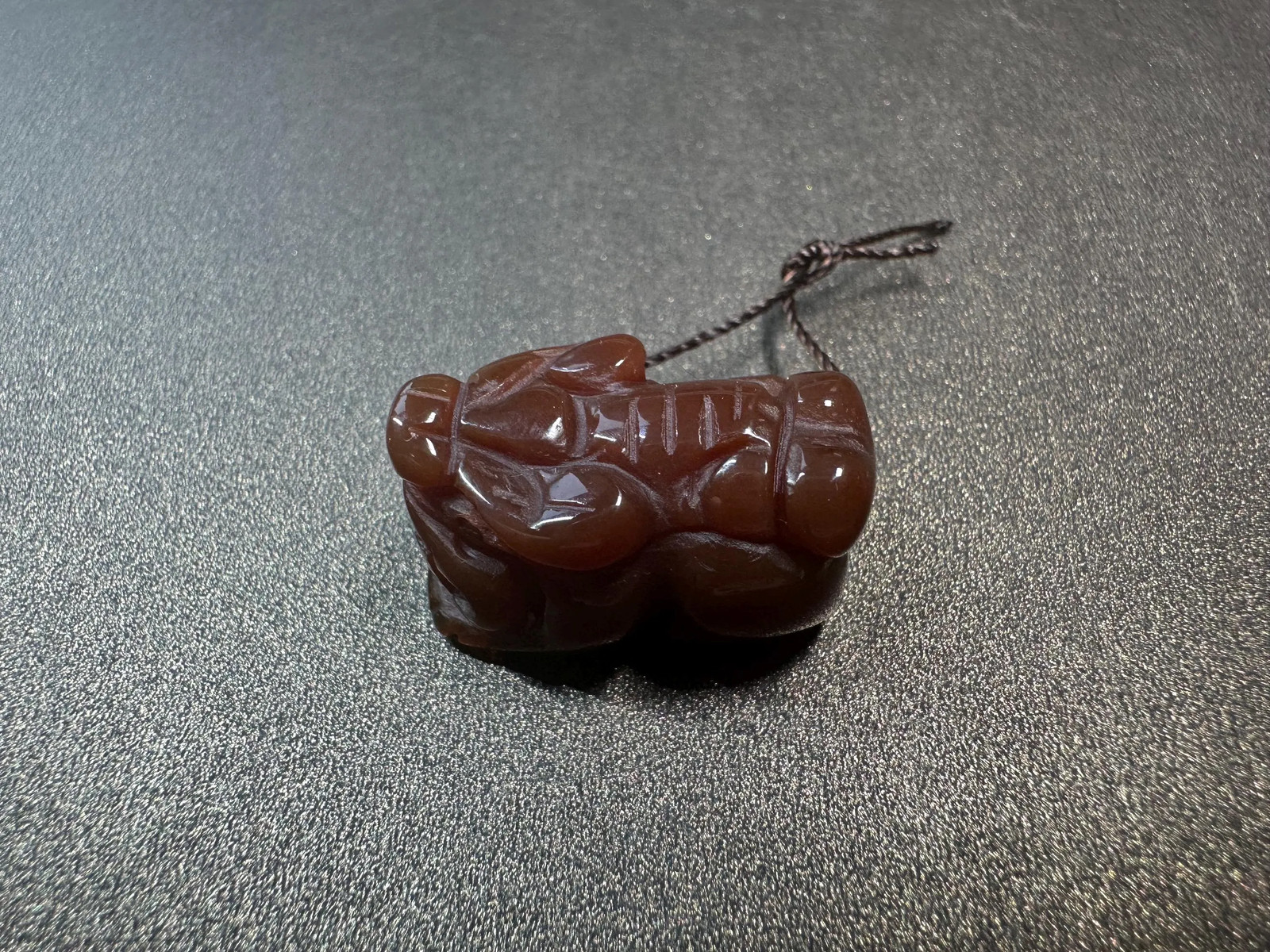 Hand Carved Red Agate Pixiu Pendant – Mini Feng Shui Wealth Guardian Amulet, Ch