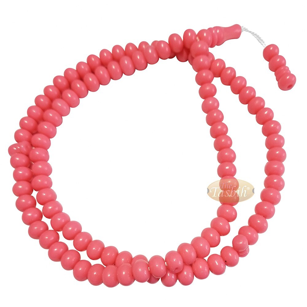 MUSLIM Misbaha Pink 7×8-mm Beads Hard Plastic Monomer 99ct Islamic Tasbih Rosary