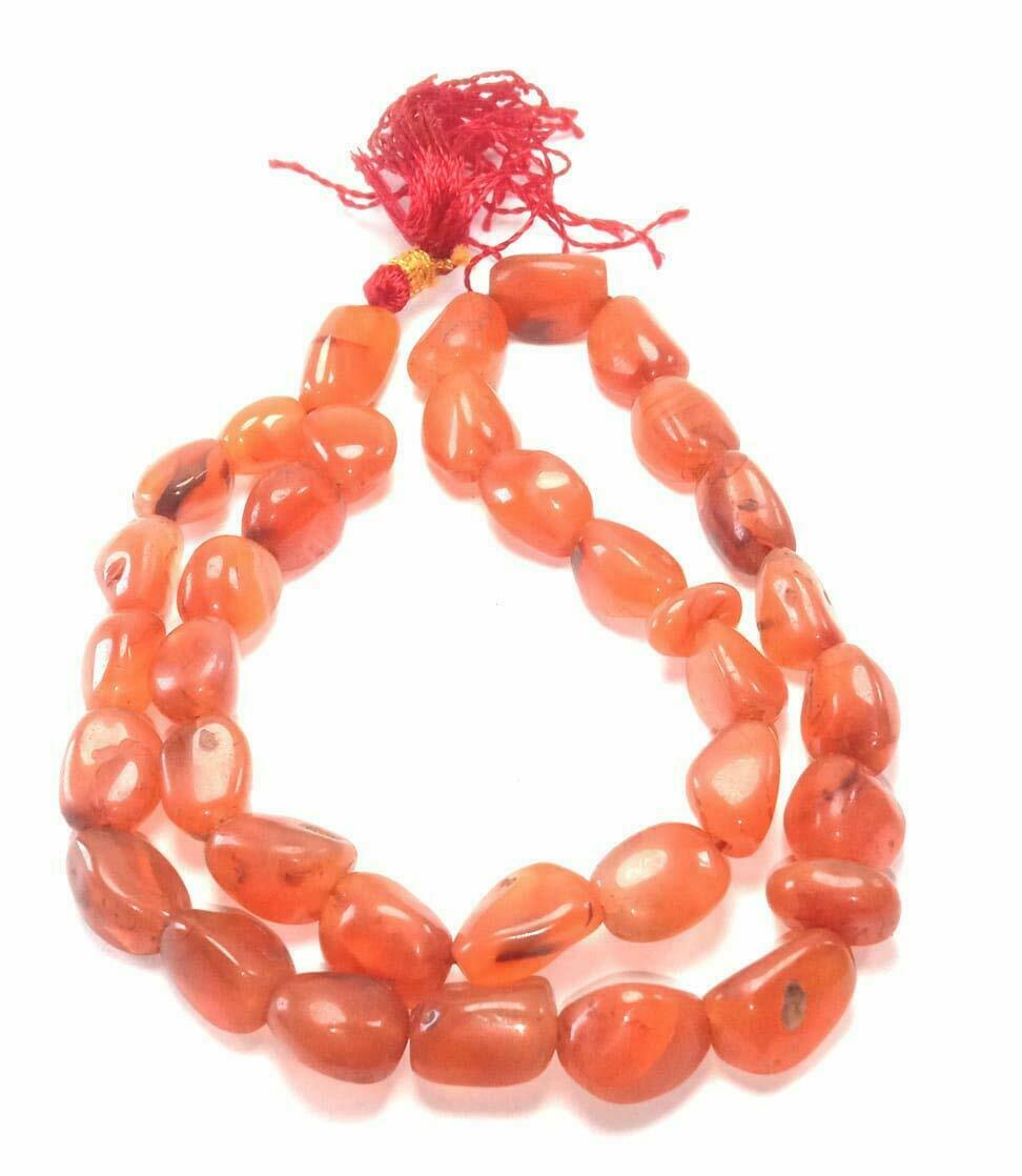 Beautiful Natural Red Carnelian Islamic Prayer Tumbled Shape Worry Beads Tasbeeh