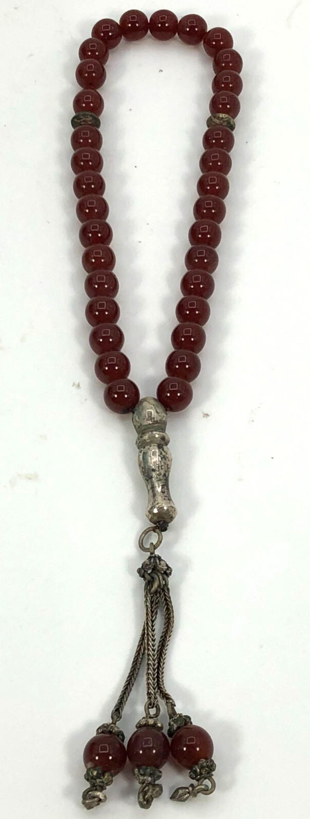 Vintage Sterling Silver Carnelian Prayer Beads