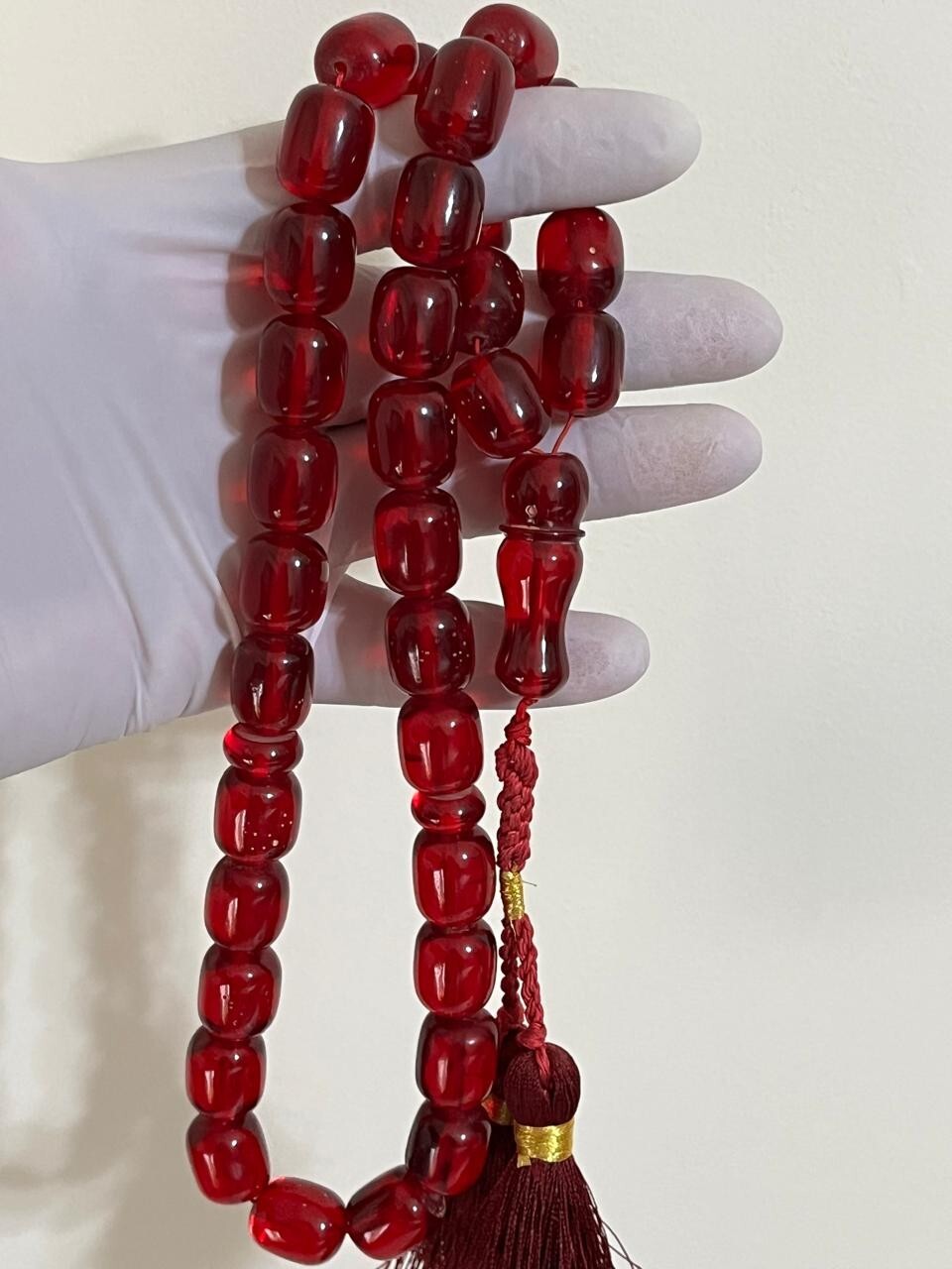 Natural Vintage Germany Cherry Amber 33 سبحة مسكي الماني قديم خراطة باكستاني