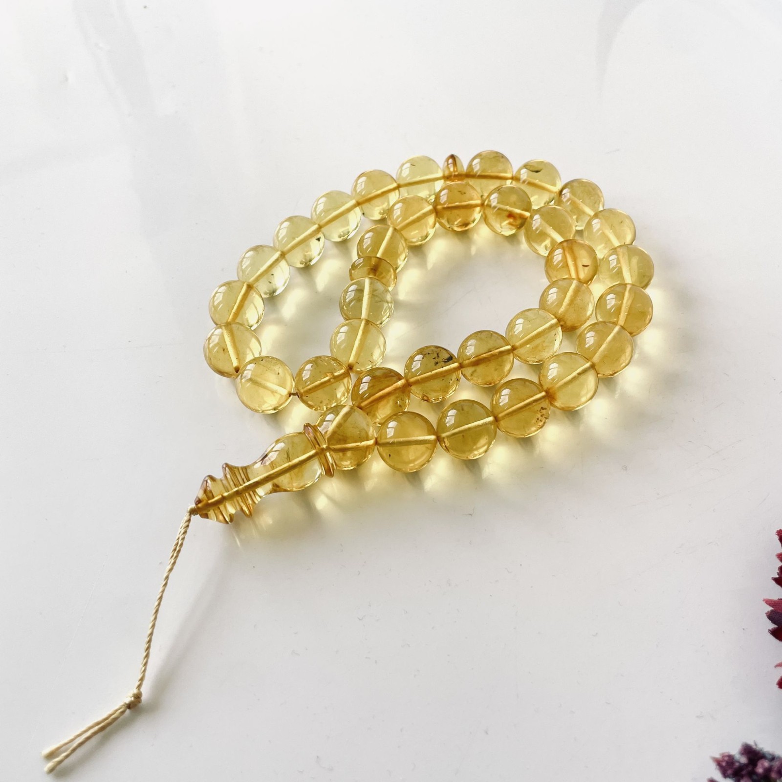 Baltic Amber Tespih Yellow Color Misbaha 33 Beads, 100% Natural Amber