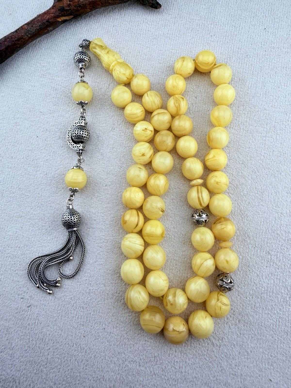 مسباح مسبحة قلاليث كلاليث فرنسي شرابة فضة 925 French Glalith 45-bead Silver