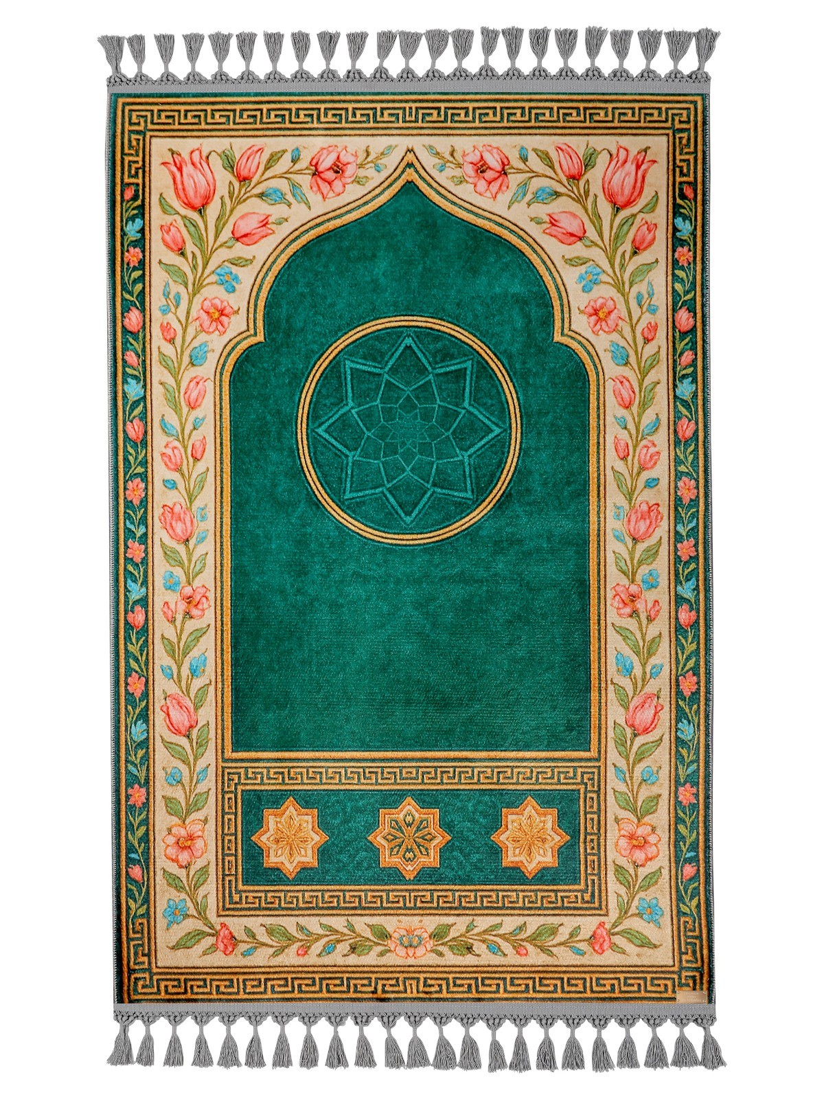 Prayer Mat Silky Soft Luxury Green Prayer Rug Islamic Muslim Gift Gebetsteppich