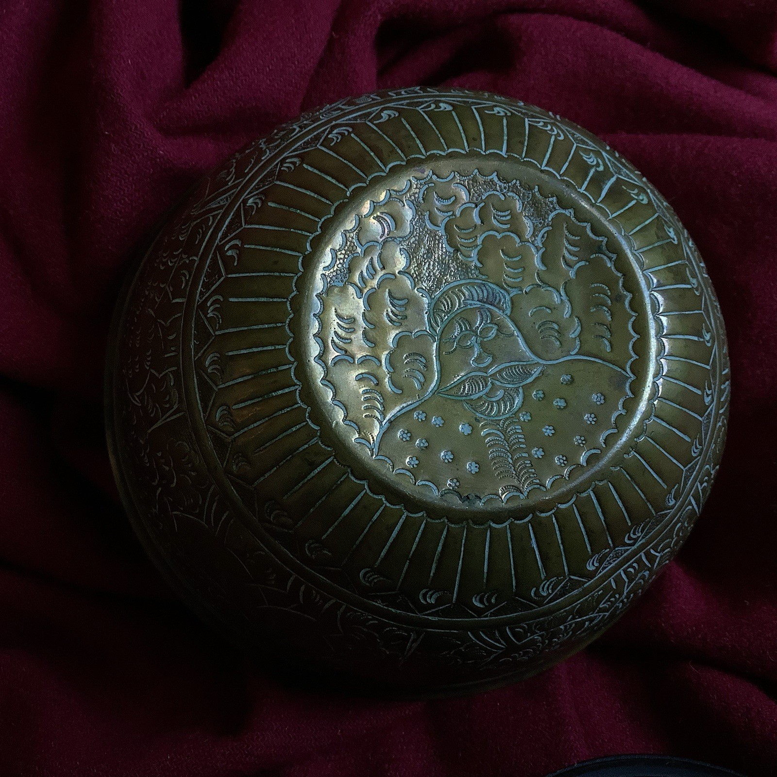 Apothecary Zam Cup Lion Antique Persian Arab Islam Art Handcarved Etched Bronze