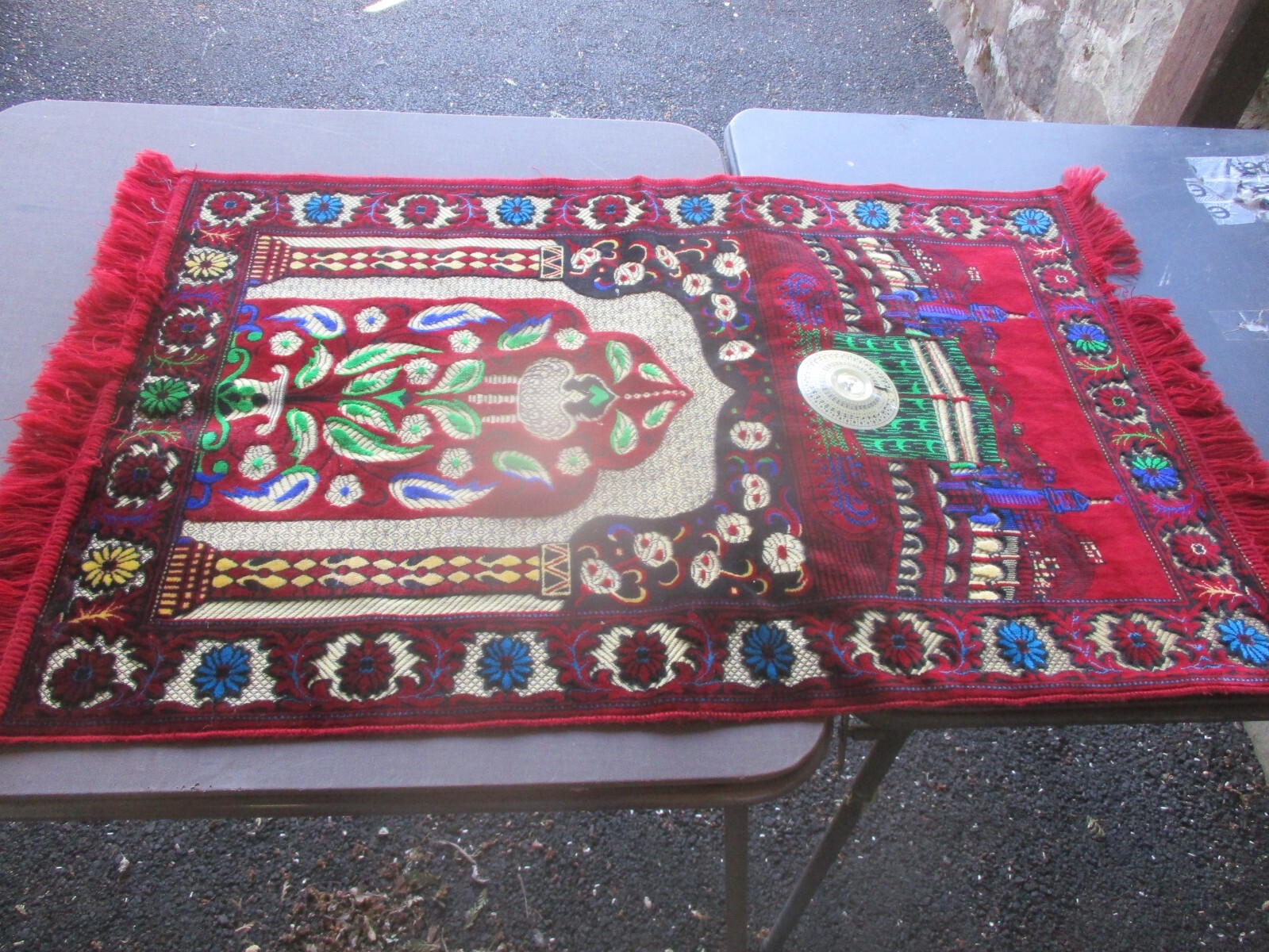 Turkish Islamic Aydin Mensucat Plush Velvet Prayer Rug Floral Mosque 42”x27”