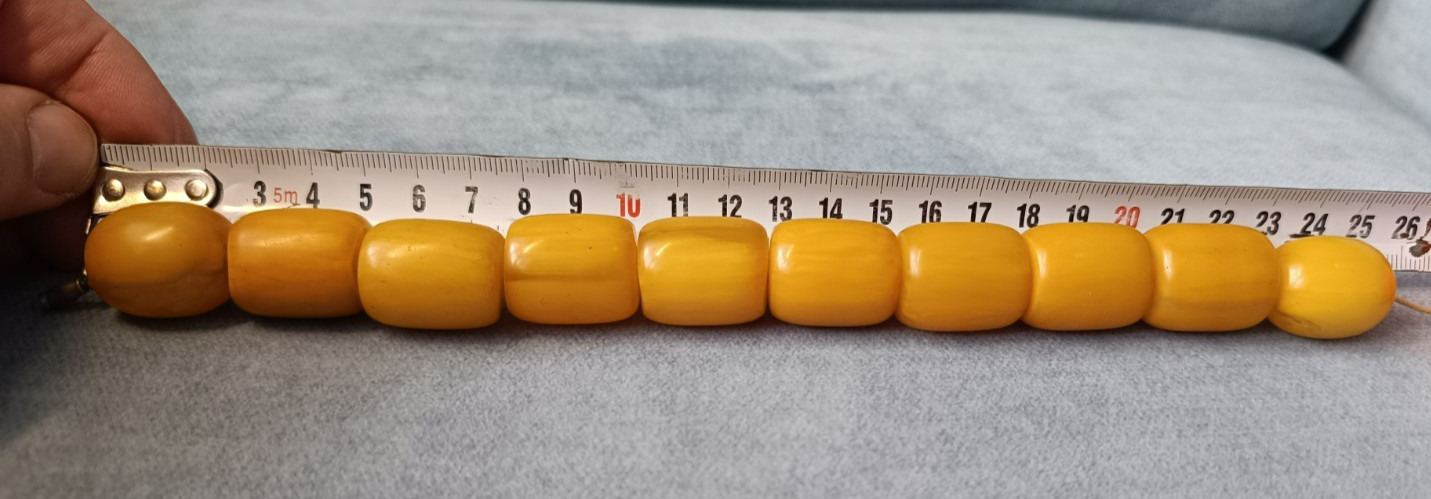 🔴 90g Antique Butterscotch Bakelite Bracelet Large Islamic Prayer Beads Tested!