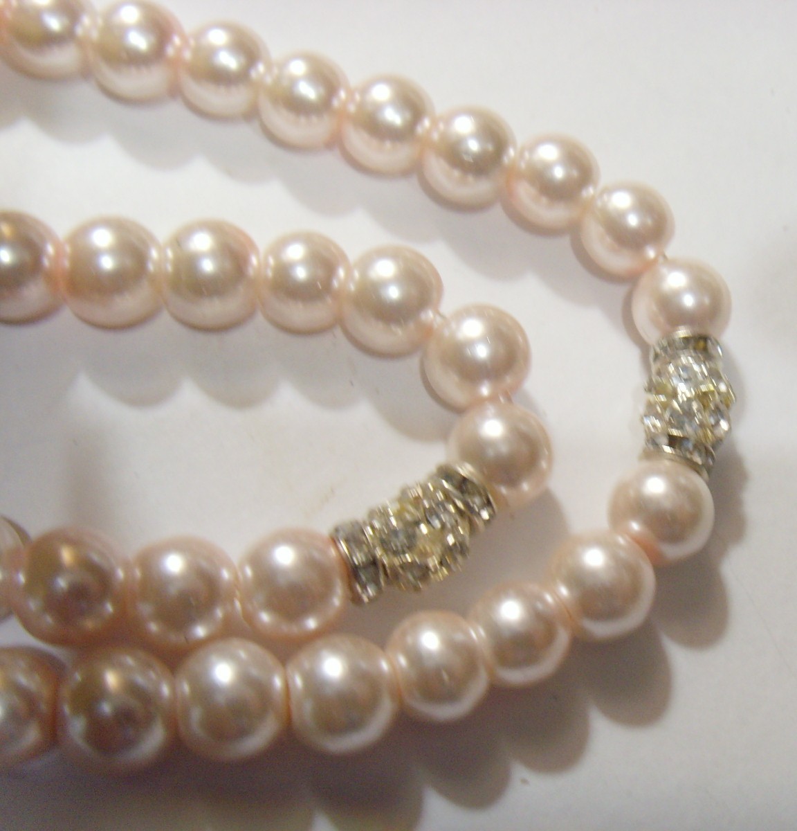 vintage Islamic Rosary Crescent moon Allah pendant necklace faux pearls FC1336