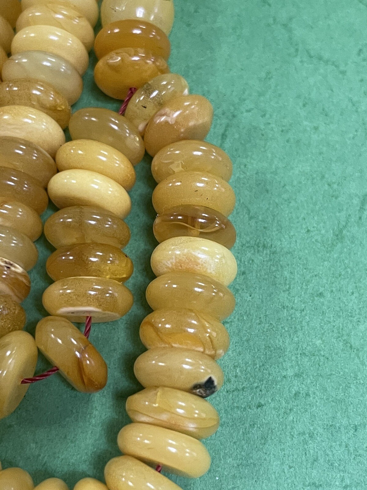 Antique rare Egg Yolk baltic amber Necklace Prayer Islamic 99 beads 44g R1