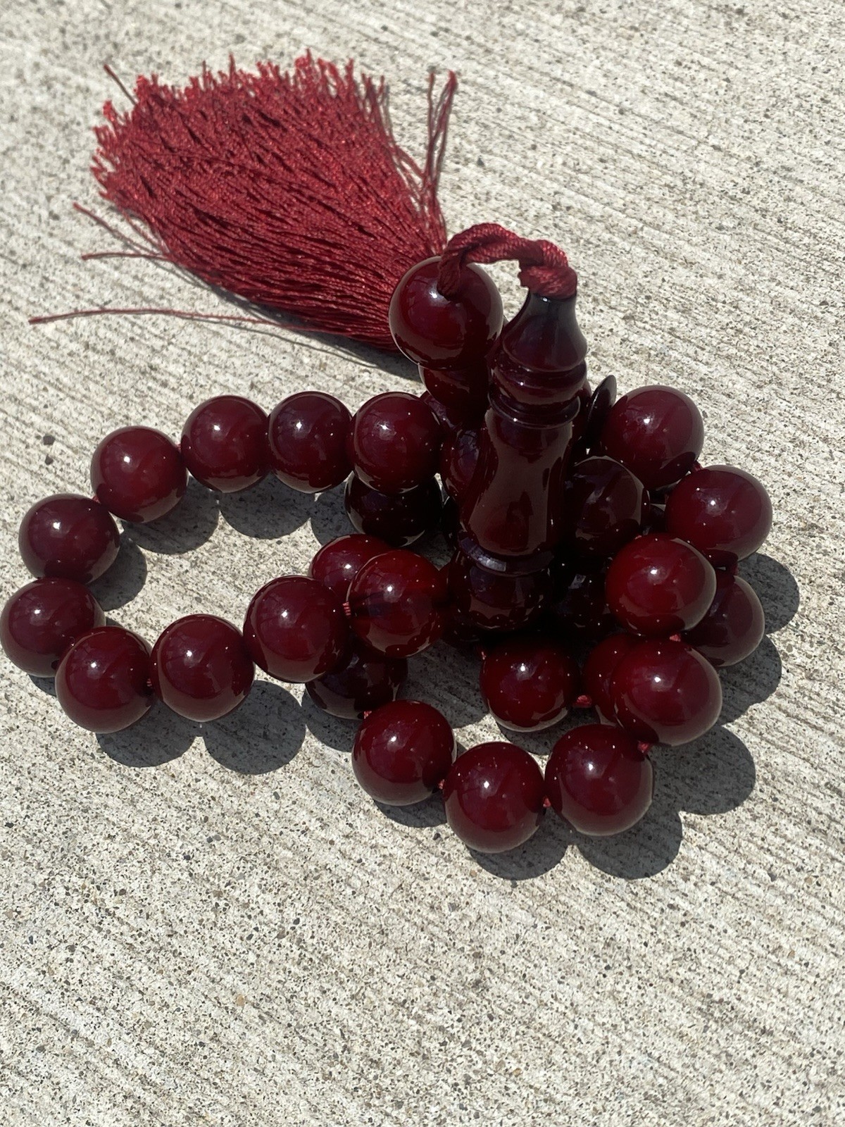 tradition Cherry Amber Faturan Bakelite Corba Rosary تقليد الكوربا المراوح