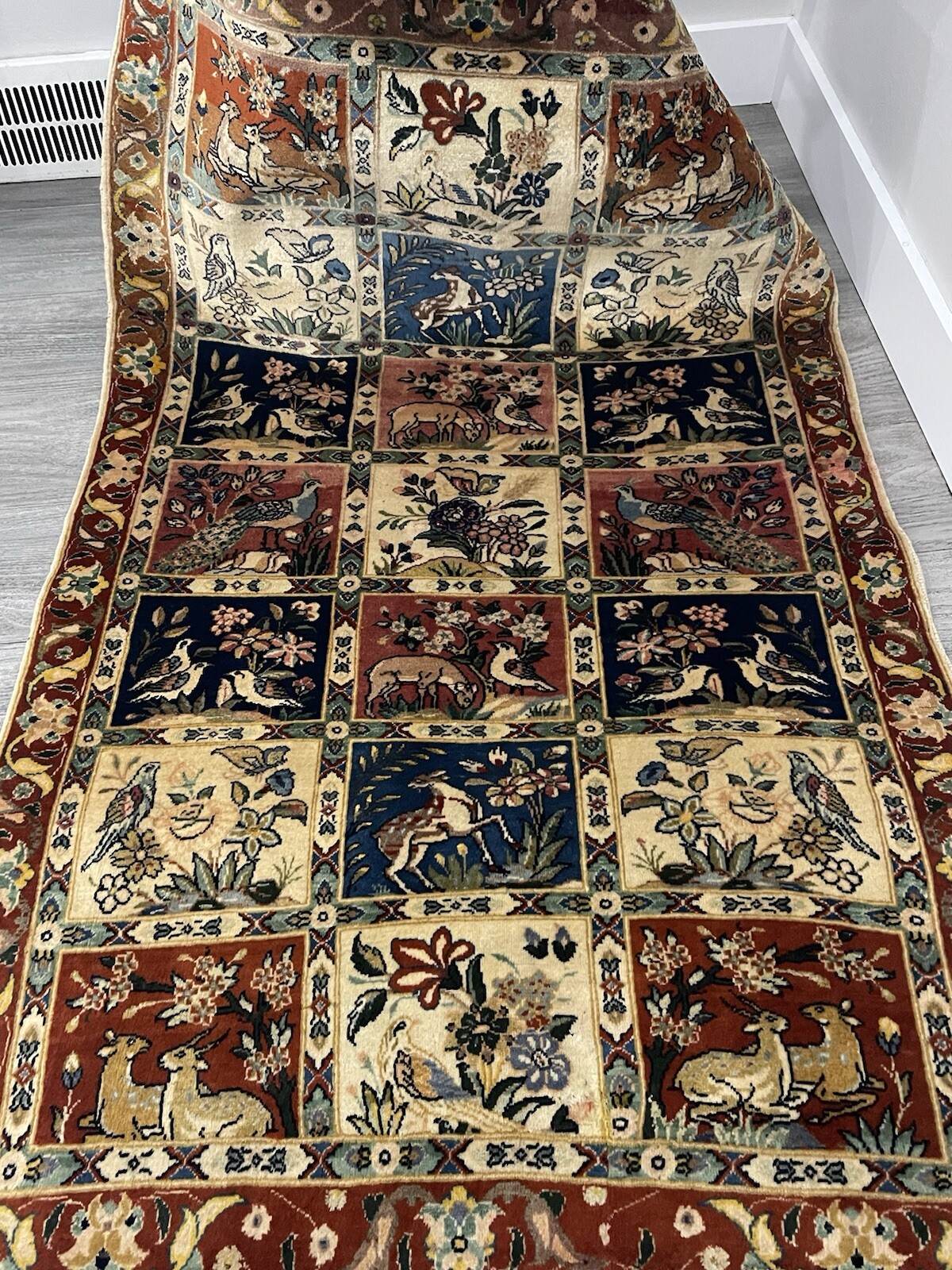 Vintage Rug, Farmhouse Vintage Pictorial Tree Of Life Rug 3.8×5.10 Ft