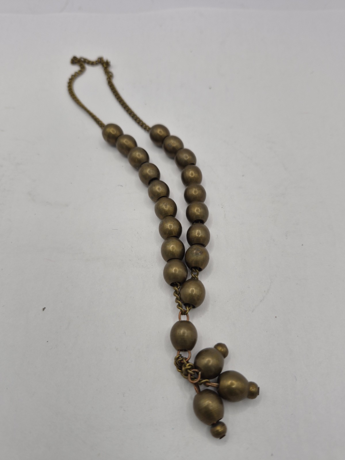 VINTAGE ANTIQUE BRASS ARABIC TURKISH ISLAMIC PRAYER BEADS W/ tassle