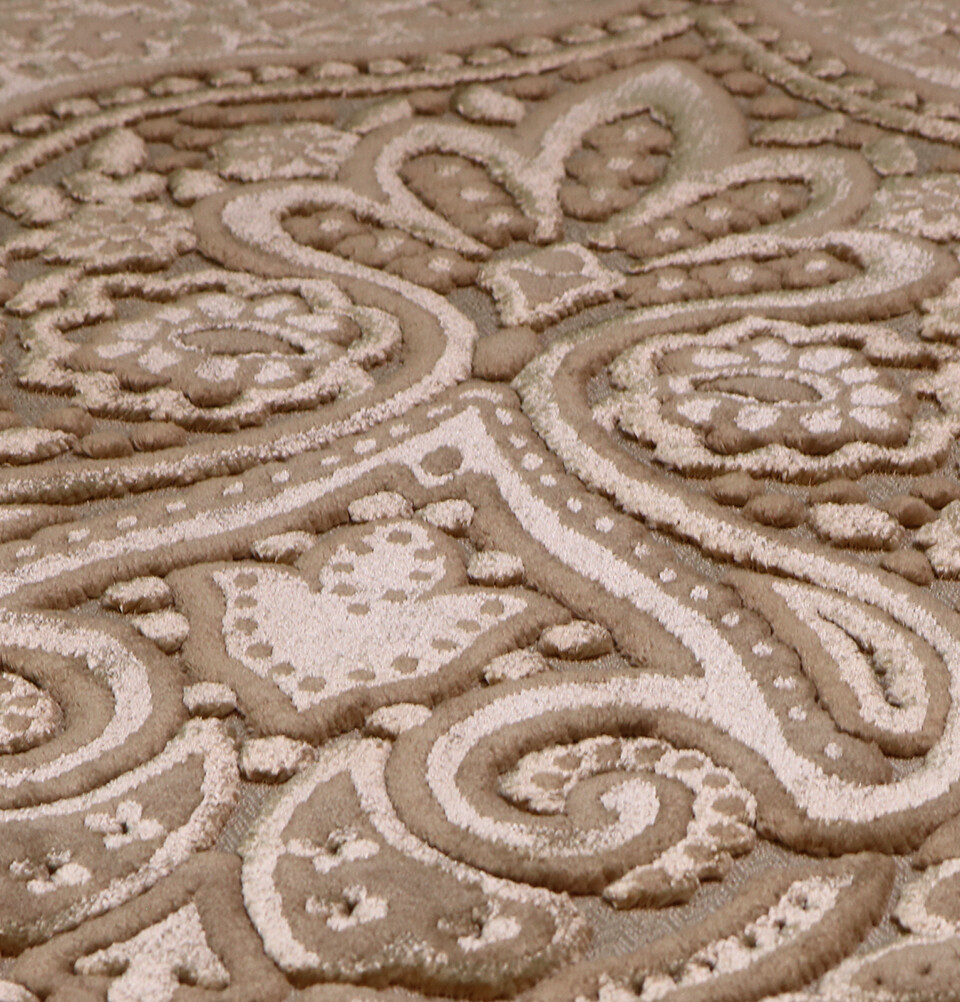 Modefa Luxury Velvet Islamic Prayer Rug Janamaz Sajjadah – Paisley Golden Beige