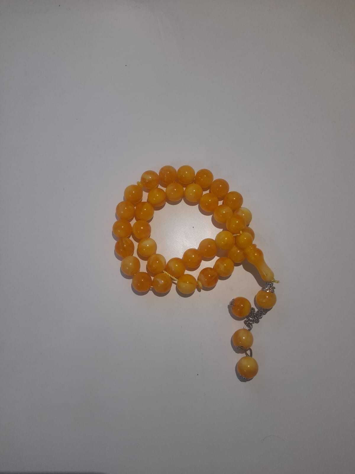 Vintage Orange Bead Tasbih Prayer Beads Round Marbled Beads Chain Tassel