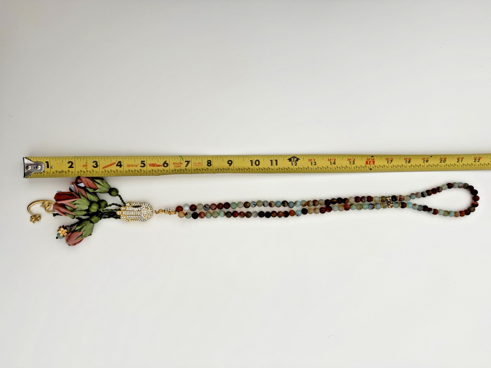 Handmade Amazonite 99 Prayer Beads Islamic Tasbih Rosary Tasbeeh Silk Rose Gift
