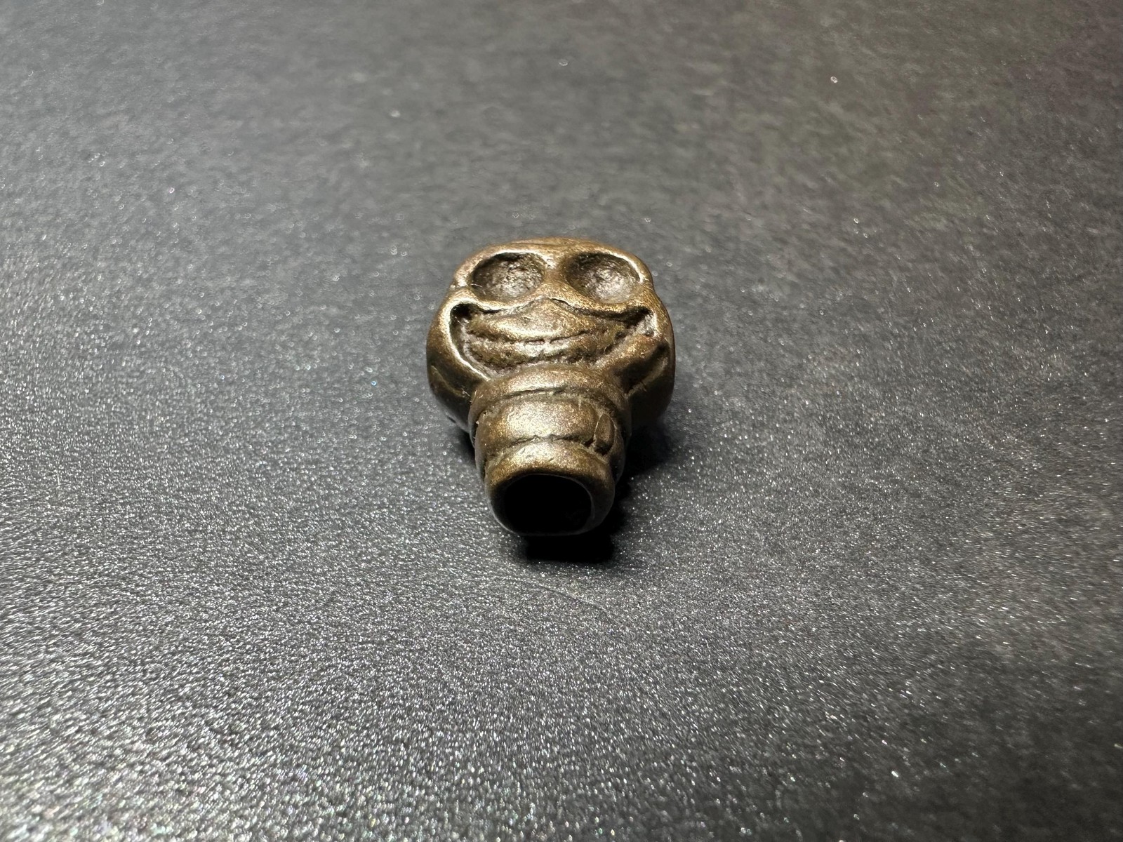 Tibetan Brass Guru Bead with Cemetery Skull & Om Mantra | Charnel Ground Mala F