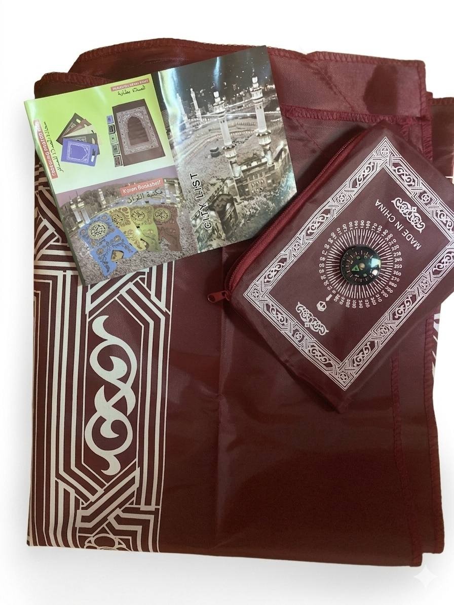 Waterproof Travel Prayer Mat Portable Islamic Janamaz Rug Carpet with Compass