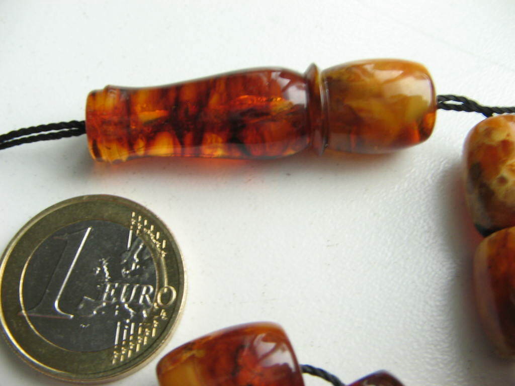 Vintage pressed genuine Baltic amber Islamic prayer beads rosary tasbih 12x14mm