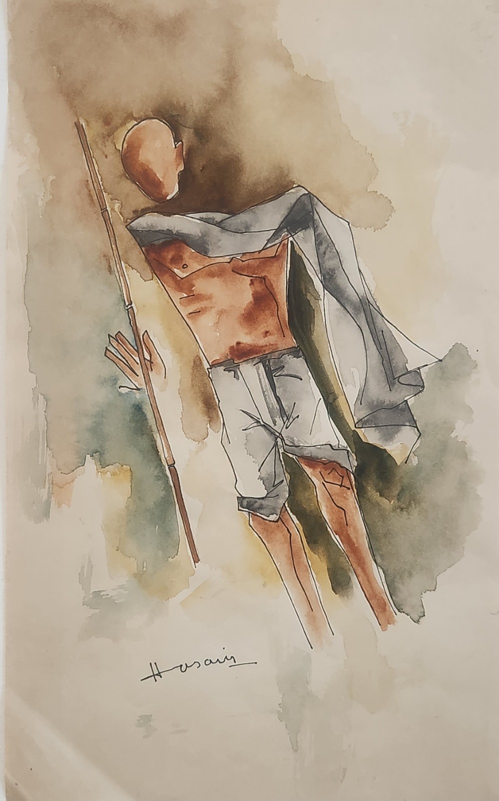 CERTIFIED HANDMADE Maqbool Fida Husain Watercolor Painting