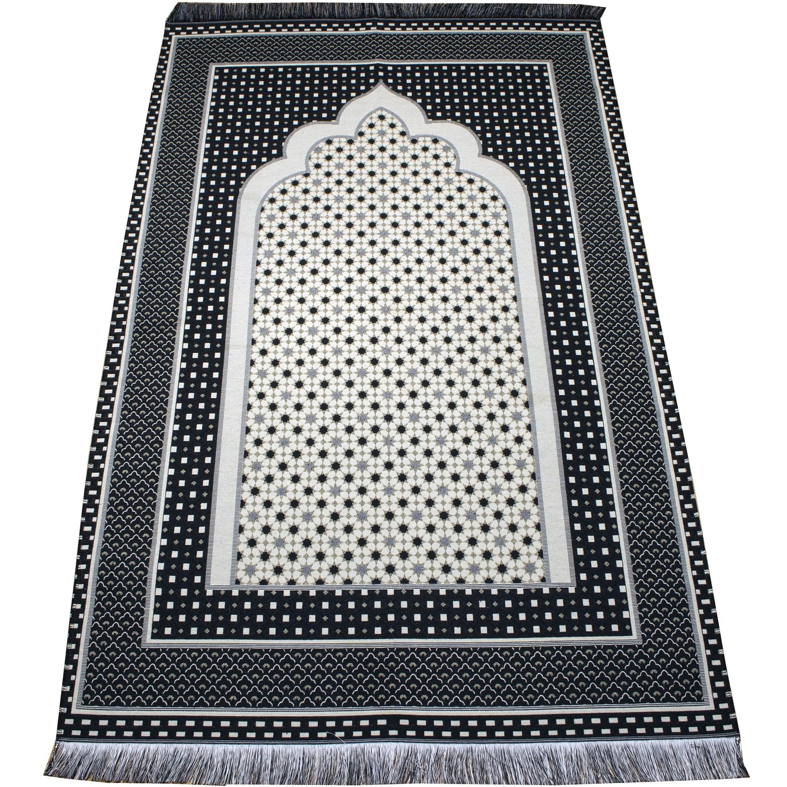 Modefa Turkish Islamic Prayer Mat Janamaz 2’4″ x 3’11” (Rectangular), Black