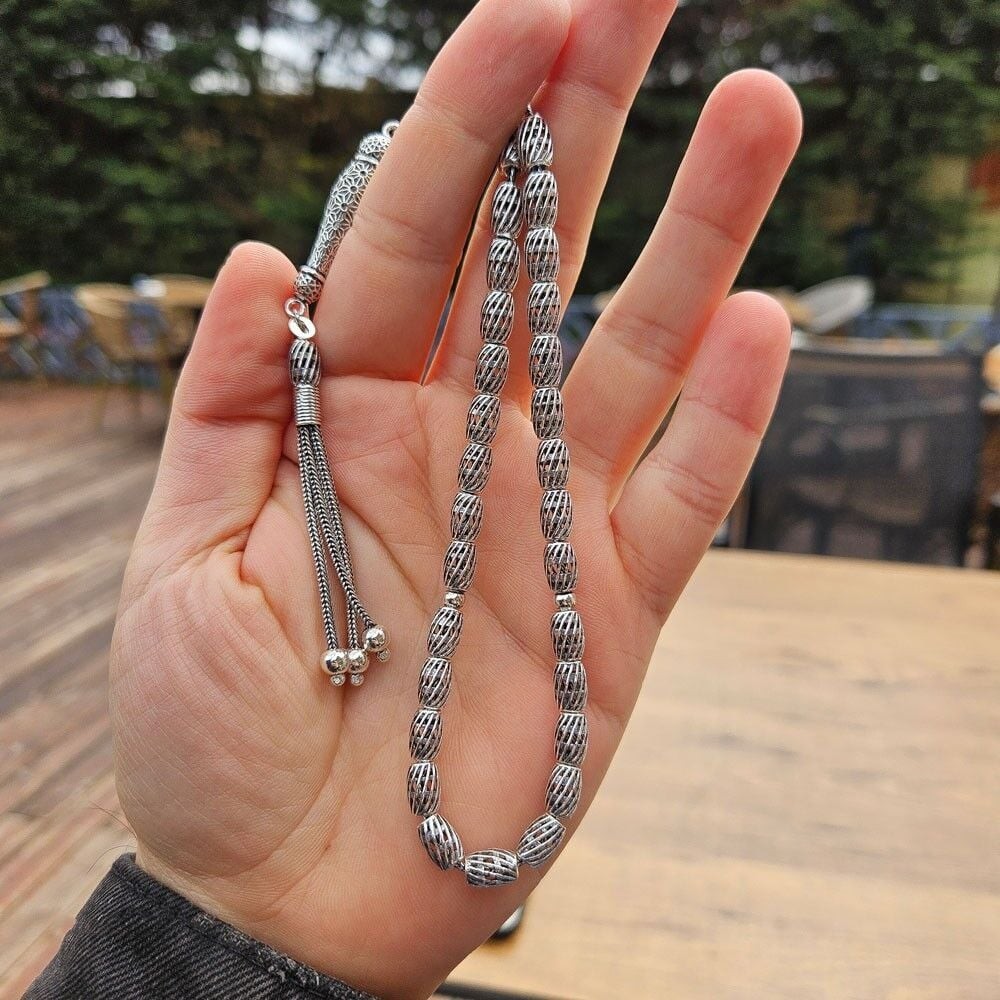 6MM 925 Sterling Silver 33 Islamic Prayer Beads Tesbih Tasbeeh Rosary Misbaha 58