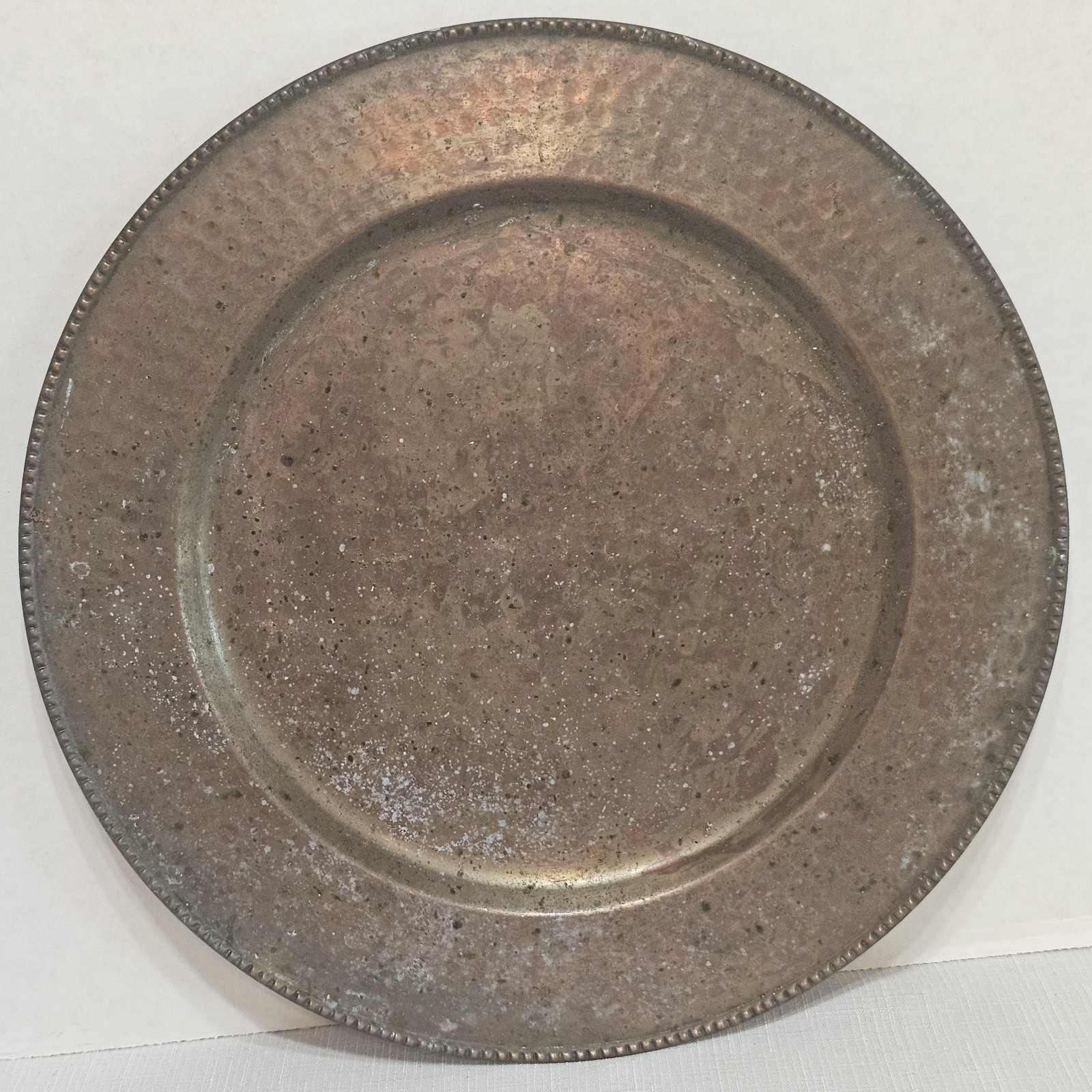 ANTIQUE Circa 1800s COPPER Islamic Persian Arabic 13.5″ PLATE Platter