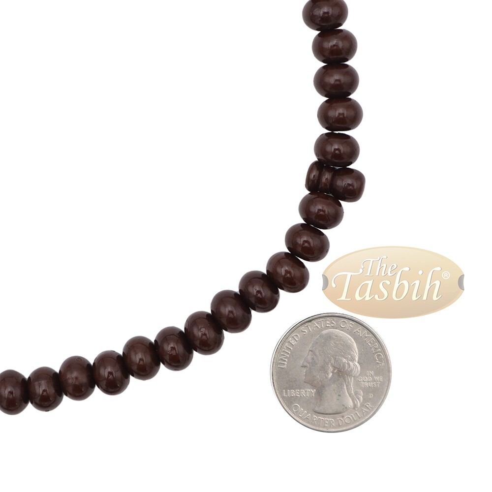 MUSLIM PRAYER BEADS – Dark Brown Hard Monomer 99ct 7x8mm Tasbeeh Dhikr Tasbih