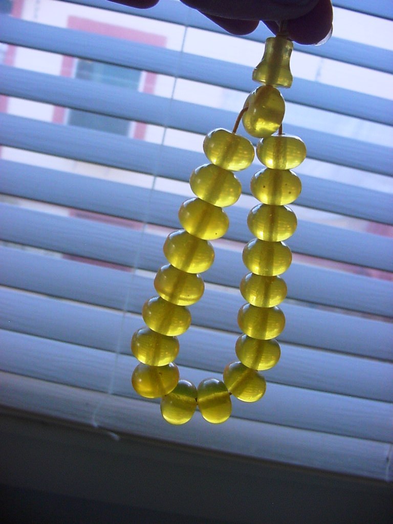 Zaphrani Yellow Translucent Amber Bakelite Islamic Prayer Beads 28 G Faturan