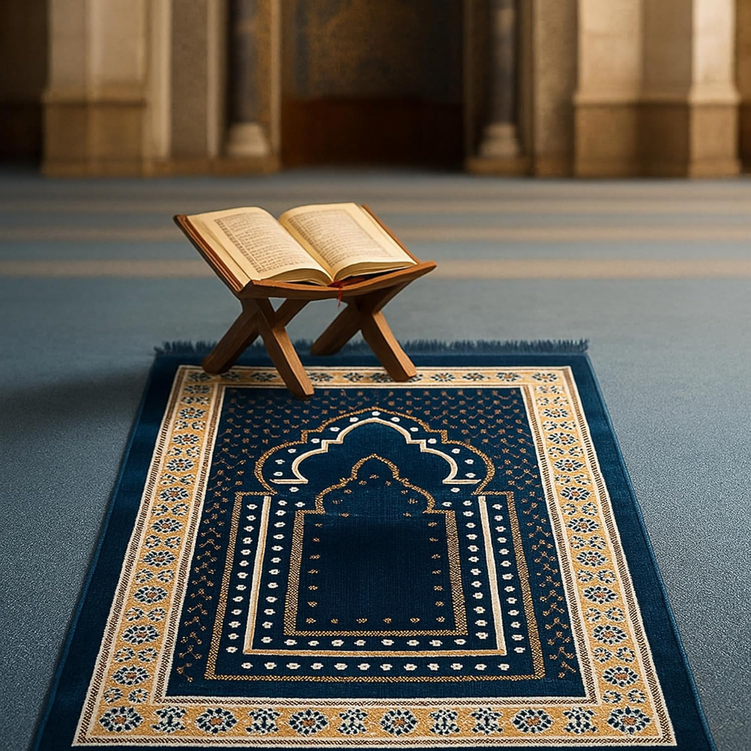 Prayer Mat Rug for Muslim Men, Women or Kids, Portable Praying Mat and Prayer Be