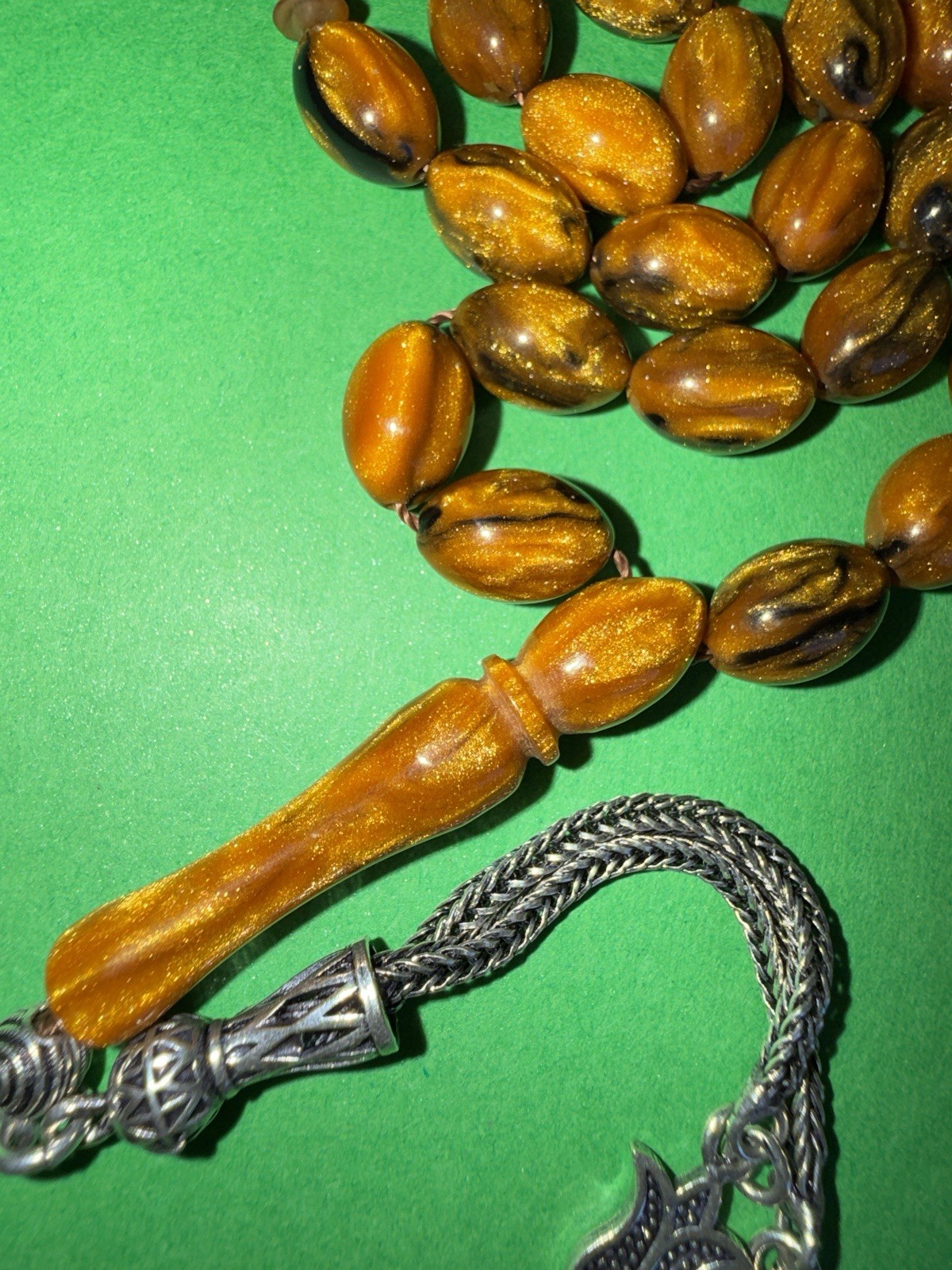 Unique Stardust Green Black bakelite Faturay Worry prayer 33 beads 33 grams R10