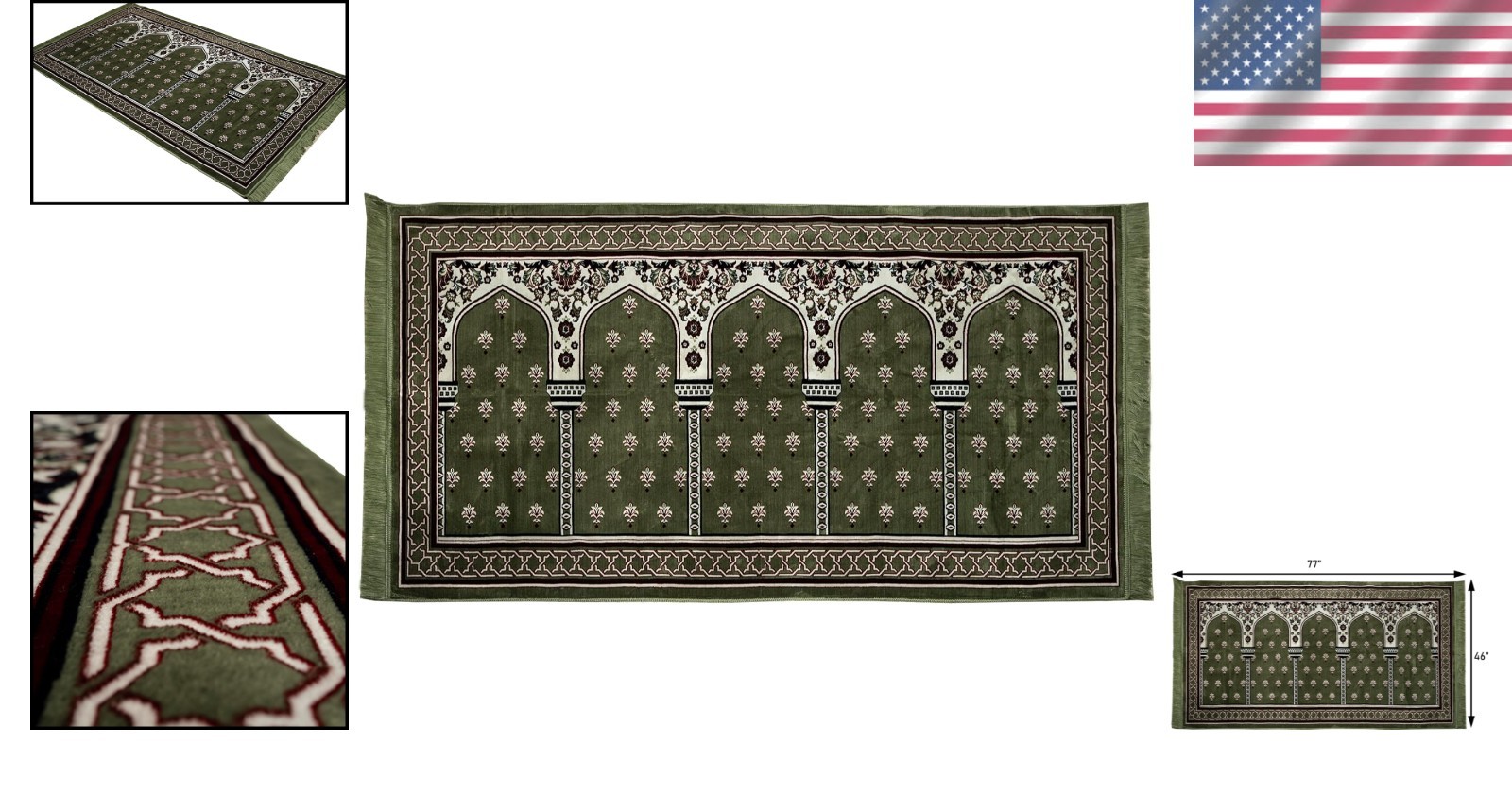 Generous 5-Person Prayer Rug – Turkish Velvet Janamaz, Ideal for Family & Groups