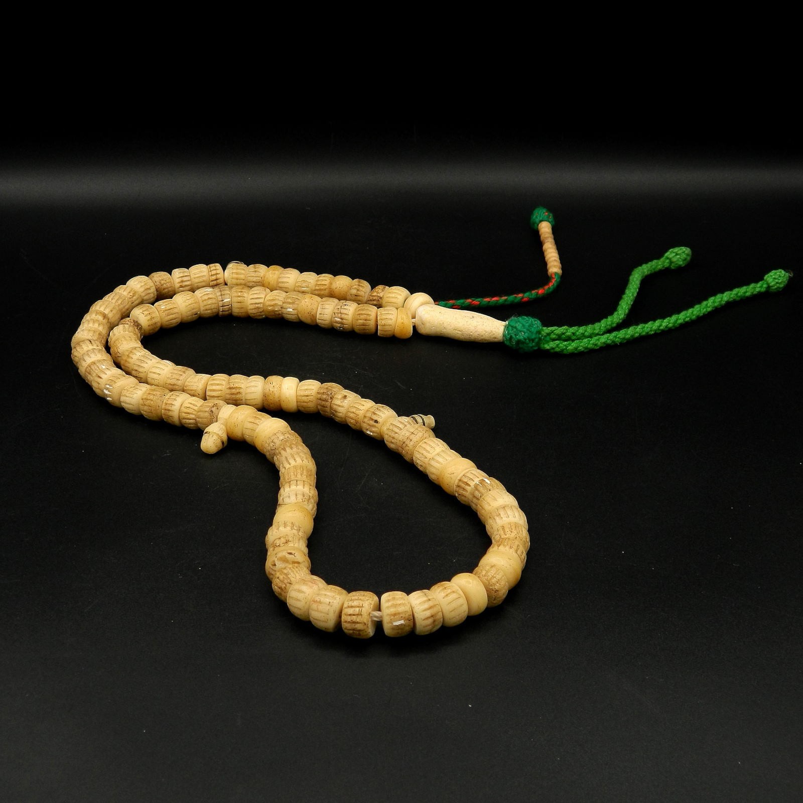 KYRA MINT-Ancient ISLAMIC Moorish Prayer NECKLACE-102 Engraved CAMEL BONE Beads