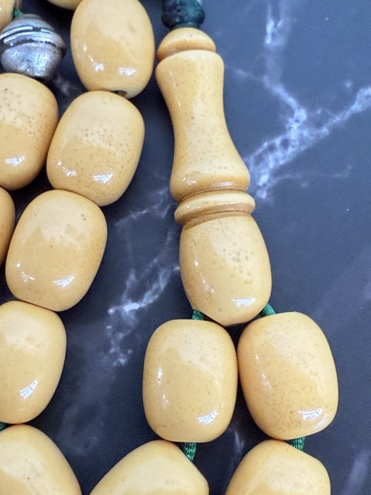 Antique Ottoman Yellow Amber bakelite islamic Worry prayer 33 beads 41 Grams