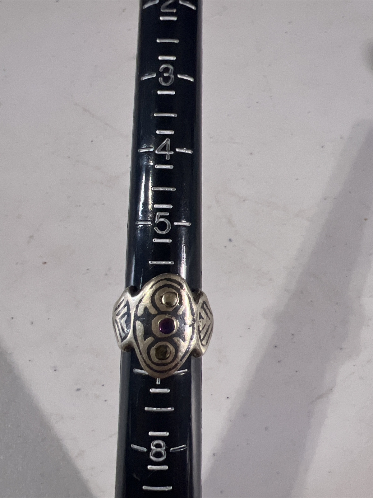 Vintage Kazakh niello tribal wedding ring sz 6 central Asia