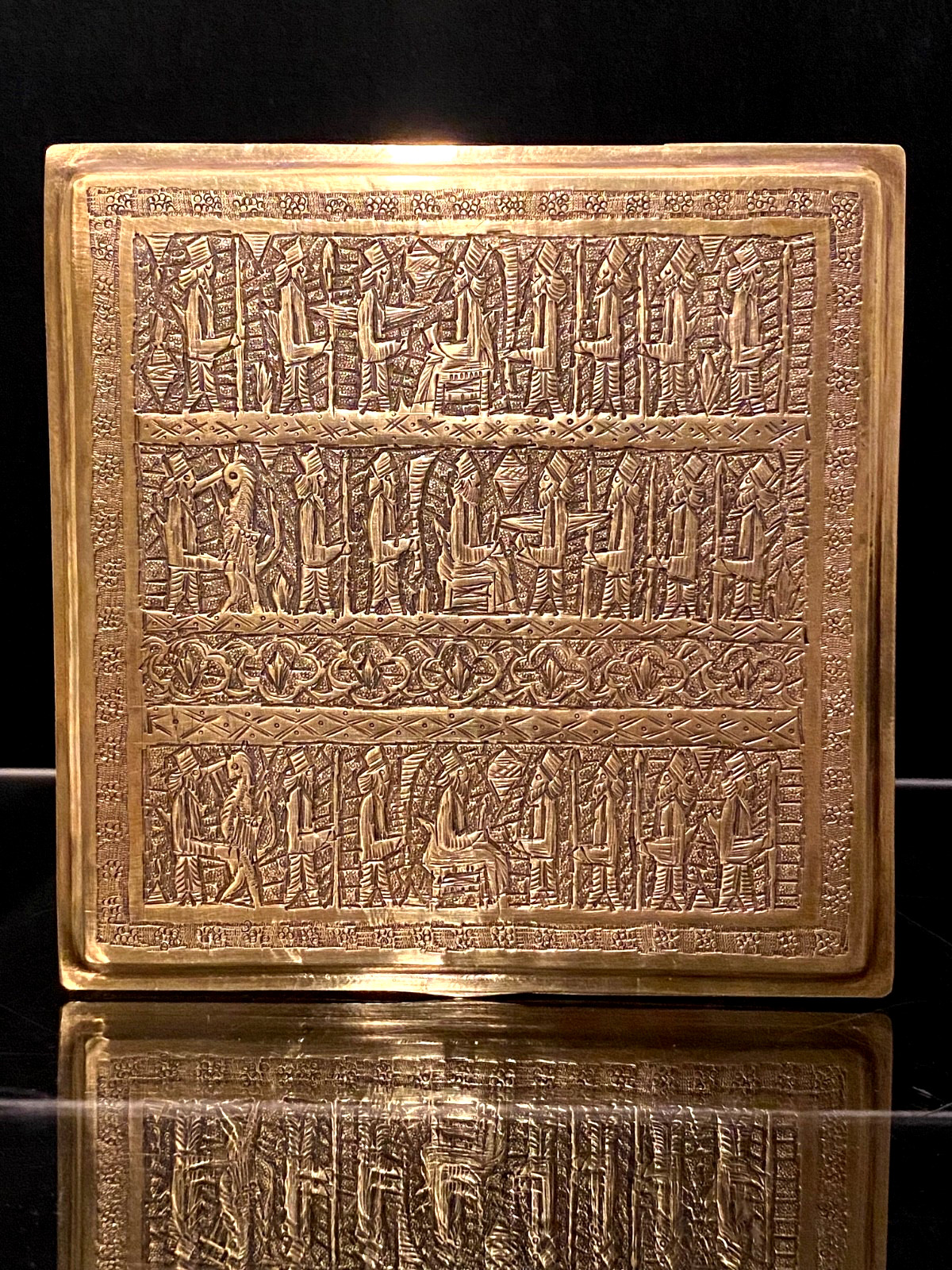 Stunning 1900’s Mid East Profusely Hand Engraved Achaemenid Pattern Brass Box