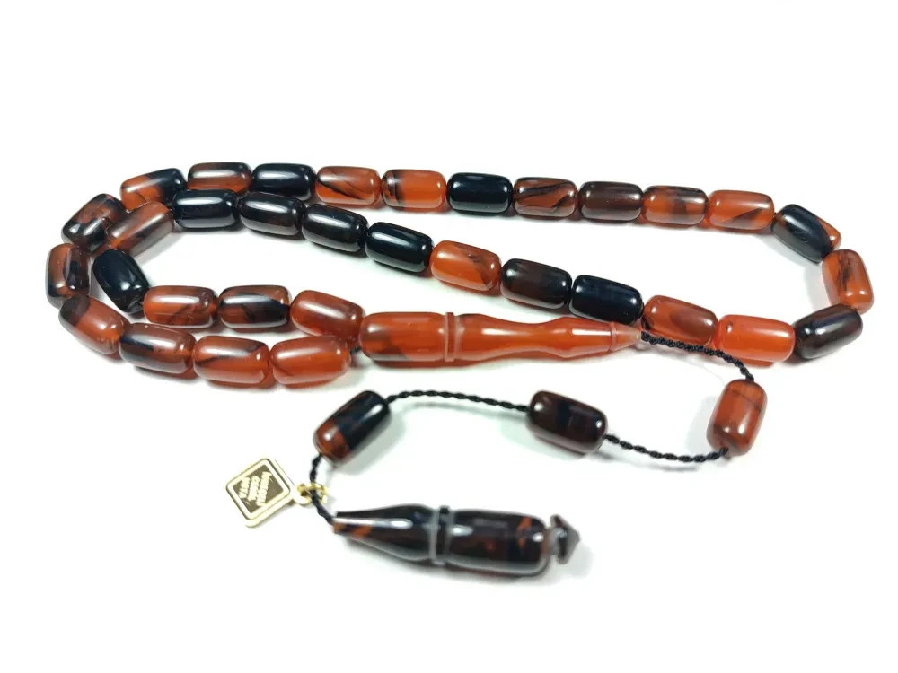 Islamic Prayer bakelite amber Rosary. 11*7mm. 33 beads.Tasbih, Handmade