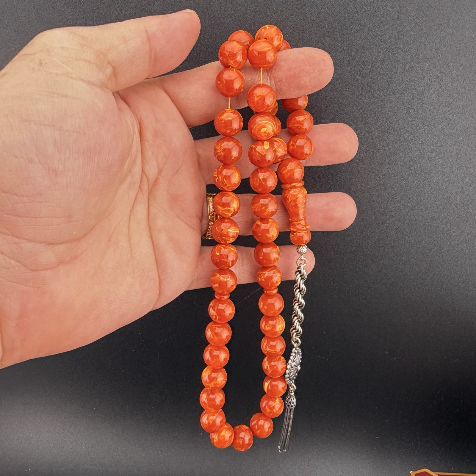 Misky 45-Bead Islamic Tasbih Sterling Silver Tassel مسباح مسبحة مسكي شرابة فضة