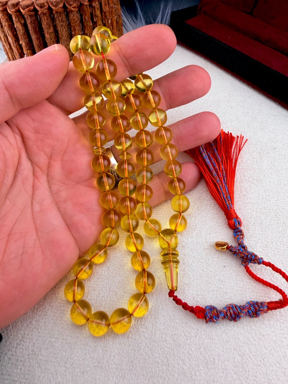 Genuine Colombian Amber Islamic prayer rosary 33g 57-bead مسباح كهرمان كولمبي حر