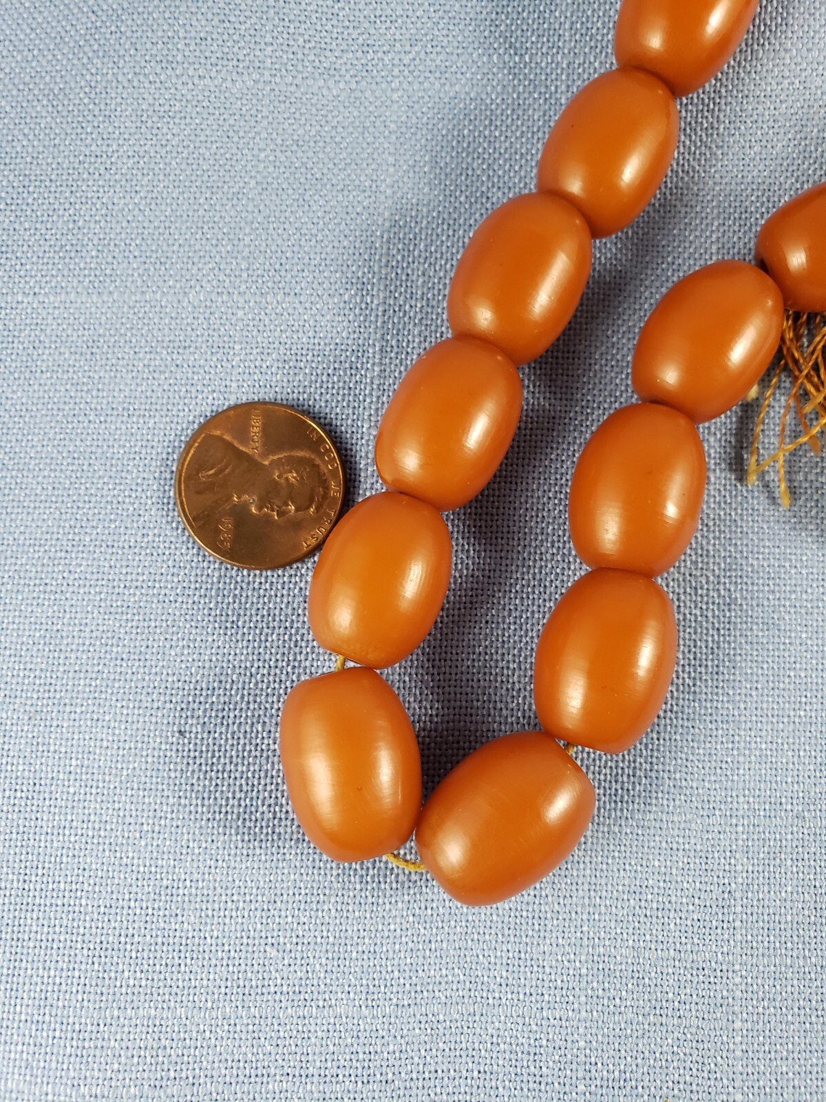 Antique amber Bakelite prayer beads 14 pc 18mm x13mm