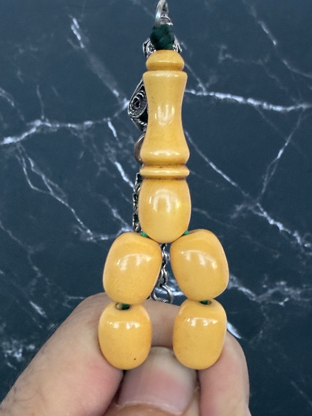 Antique Ottoman Yellow Amber bakelite islamic Worry prayer 33 beads 41 Grams