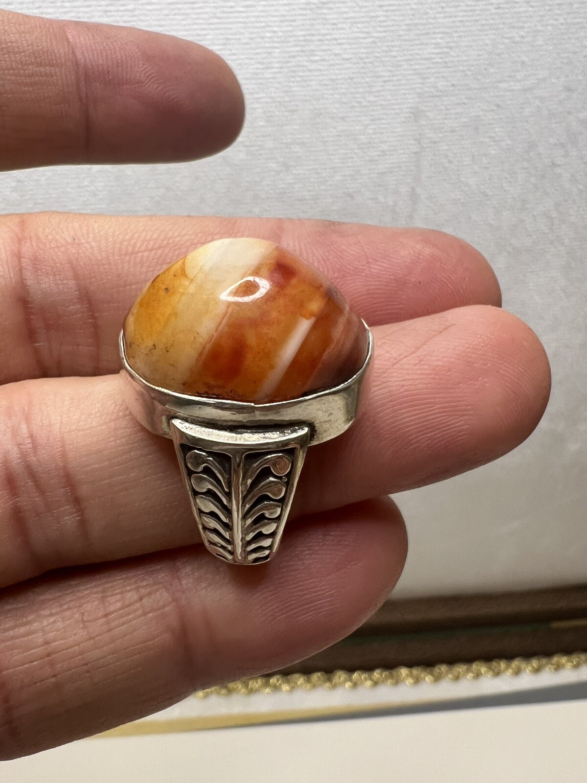 Vantage Antique Islamic Ring Dawody Agate Silver 925 خاتم فضة عقيق داوودي مصور