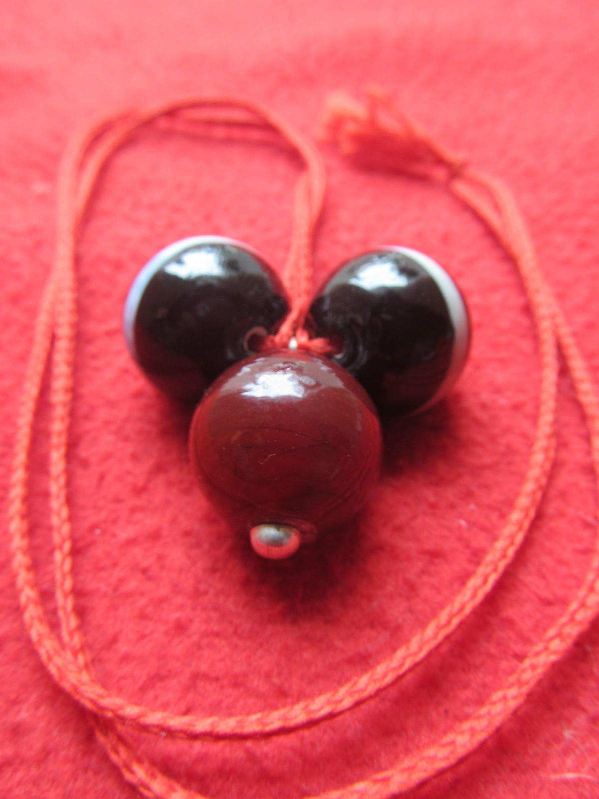Genuine Baltic Rare Black & Red Mix Turkish Kerba 3 Beads Pendant Necklace