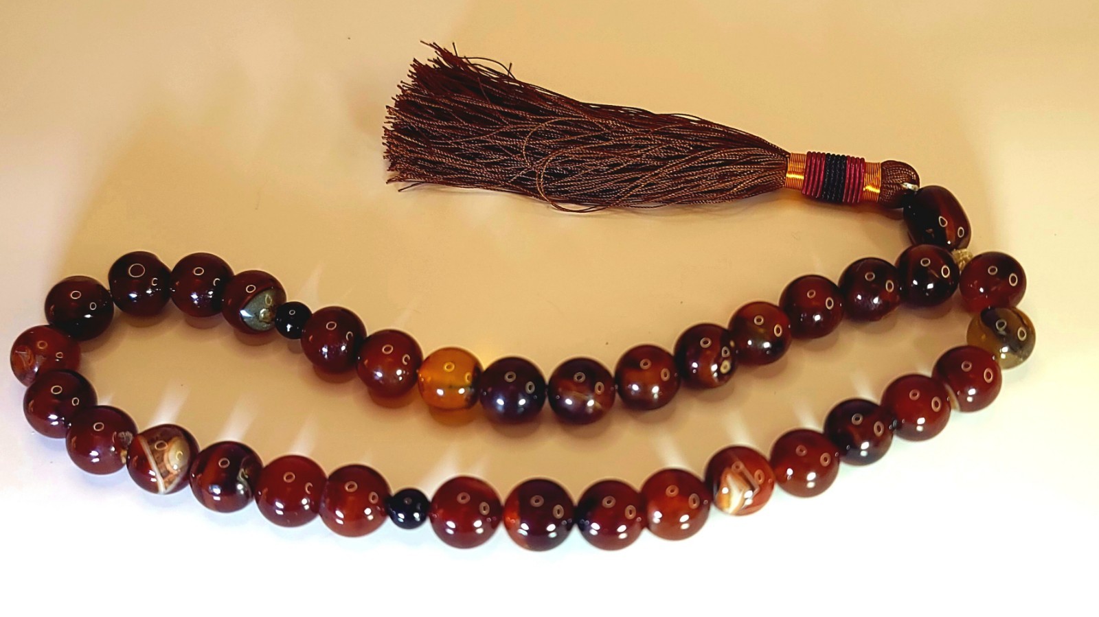 Luxury Brown Sulemani Aqeeq Tasbeeh Gift Set 14mm 33 Beads White Oud Attar Cryst