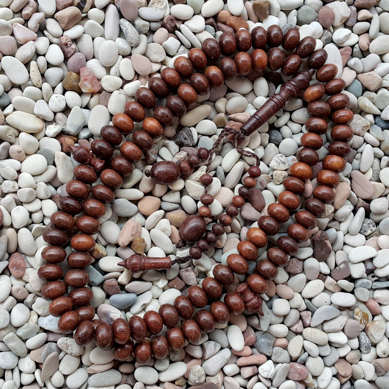 99 Prayer Beads Islamic Tasbih Tamarind Heartwood 12×8 MM Misbaha Galih Asem