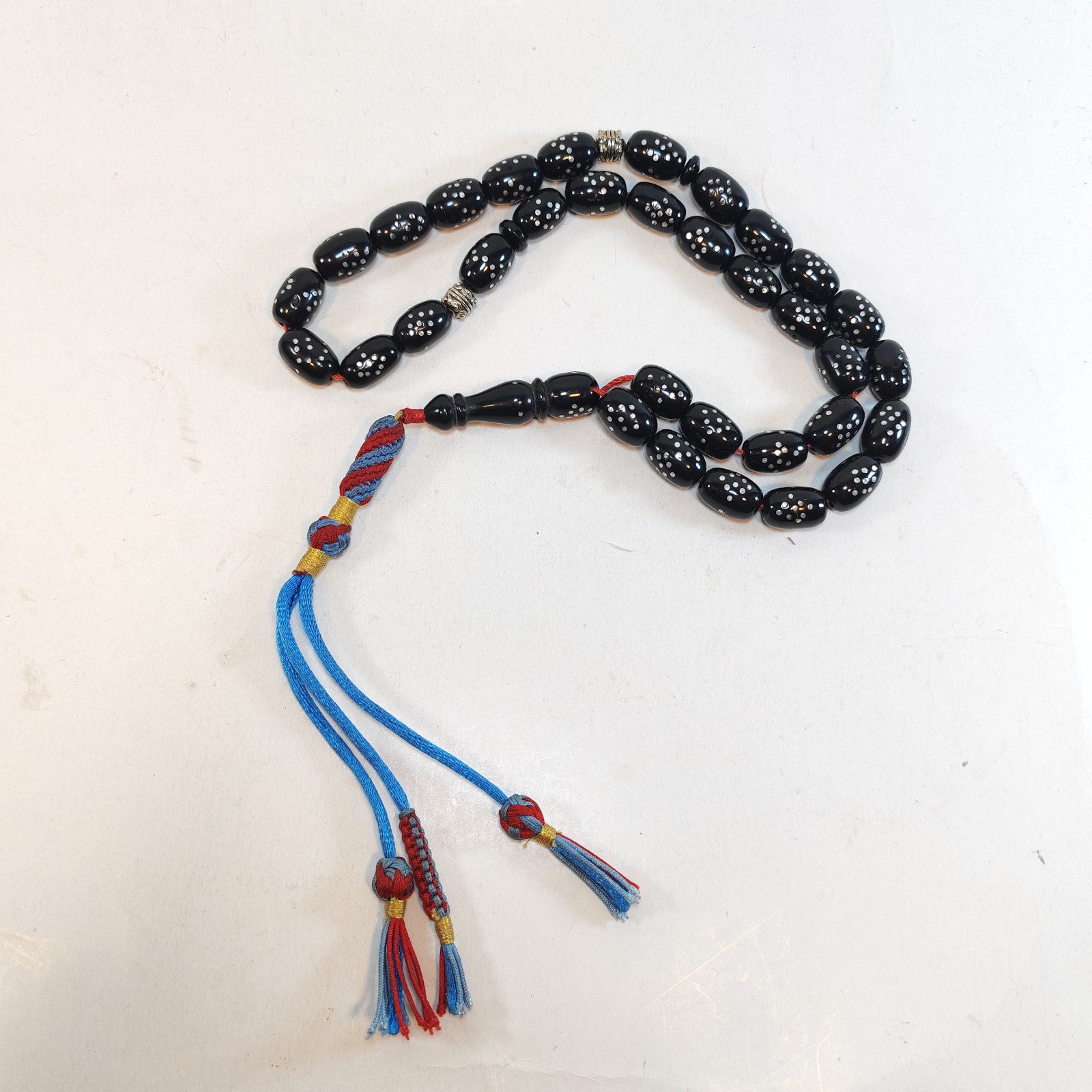 33 Beads Kuka Wood Tasbih Black Inlay Prayer Beads Misbaha Subha 14*10mm