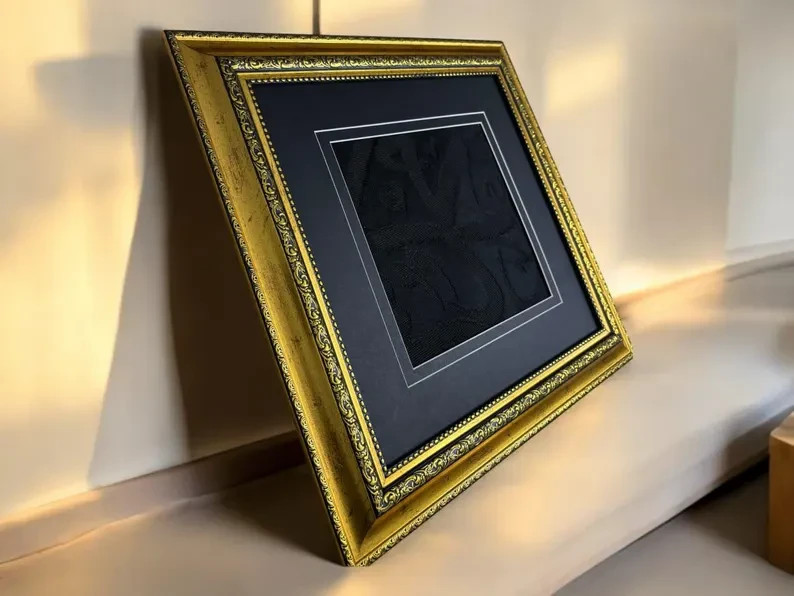Certified Kiswa Kaaba Cloth | Islamic Arabic Calligraphy Wall Art (40cm x 40cm)