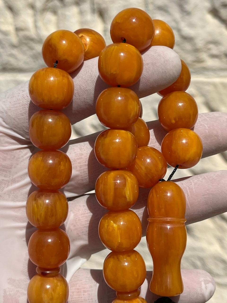 Antique Germany Cherry Amber Rosary 33 سبحة مسكي الماني انتيك خراطة افغاني مصدفة