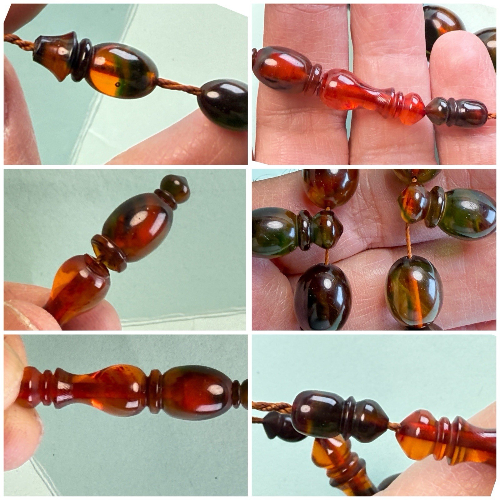 Unique Multi Color Faturan cherry amber bakelite islamic prayer 45 beads 74G R15