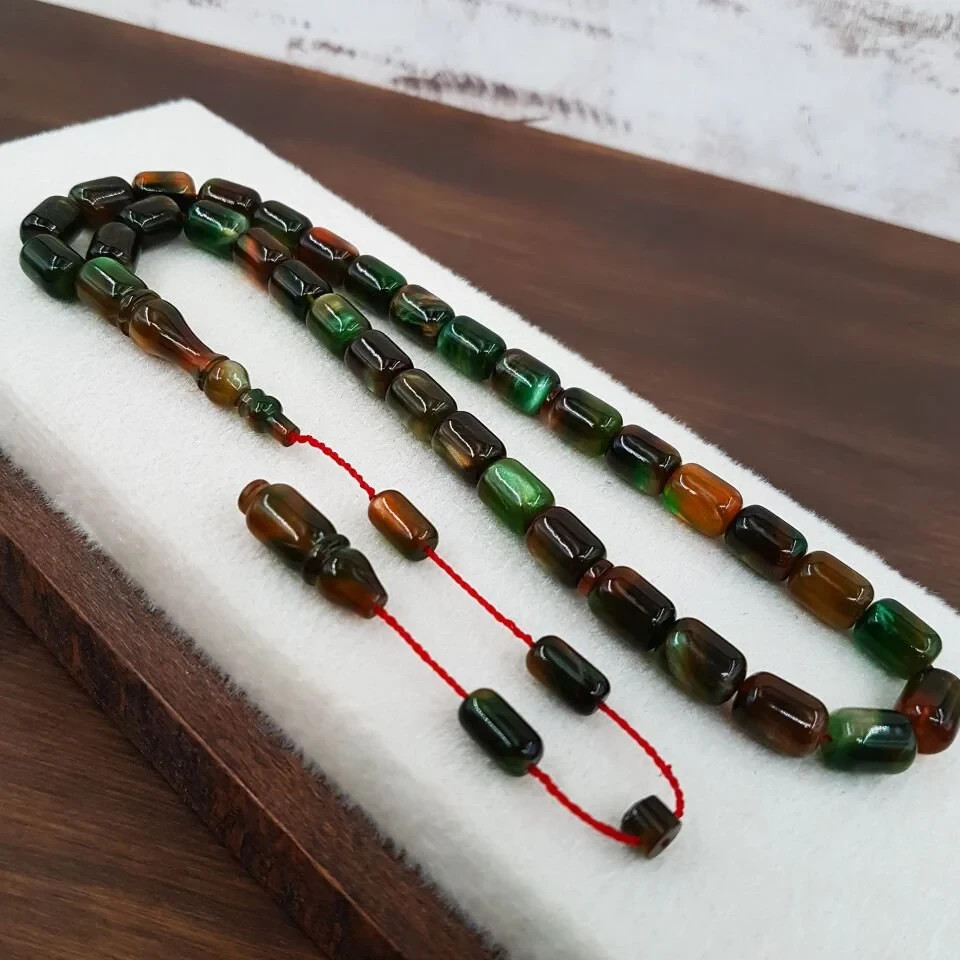 ISLAMIC PRAYER BAKELİTE AMBER ROSARY. 33 BEADS.11,5×8 MM .TASBIH,MISBAHA