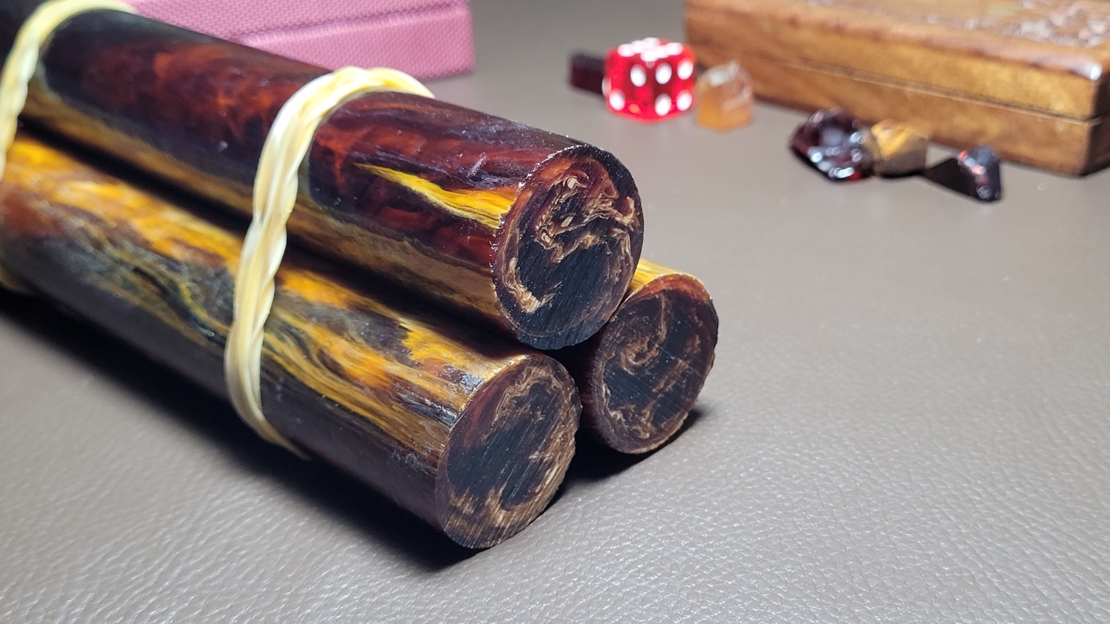Amber Bakelite Rods x3 Czechoslovak catalin faturan for Tasbih Prayer Beads 614g